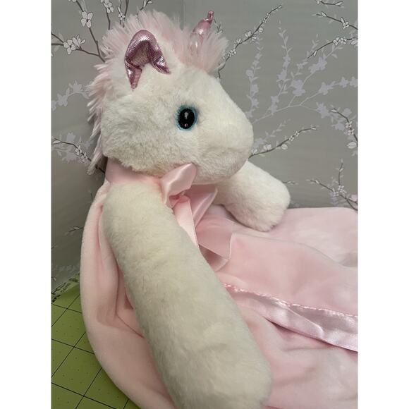 BEARINGTON BABY COLLECTION Plush Pink Unicorn Satan Back Security Blanket Lovey - Picture 11 of 11